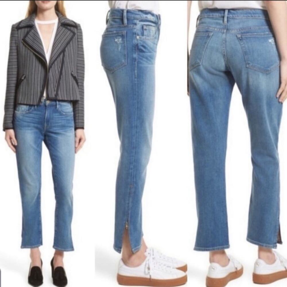 Frame Le Boy Jeans Cropped with Zippers on Ankles Size 30